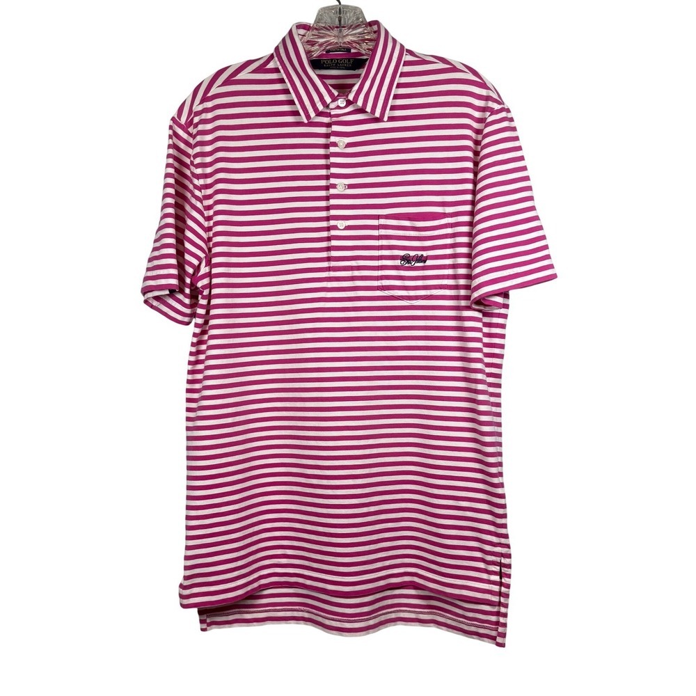 POLO GOLF Ralph Lauren Polo, Stretch Lisle, Sea Isle Course Magenta/White, Small